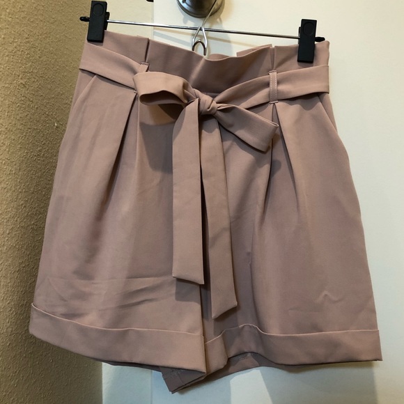 ASOS Pants - ASOS Pink Paperbag High Waisted Shorts